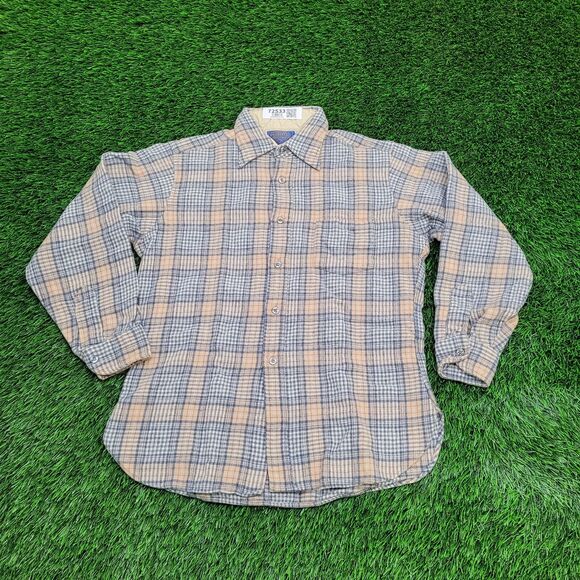 Vintage 80s Pendleton Plaid Shirt Womens S/M 20x26 USA Boyfriend Style Wool - Picture 1 of 11